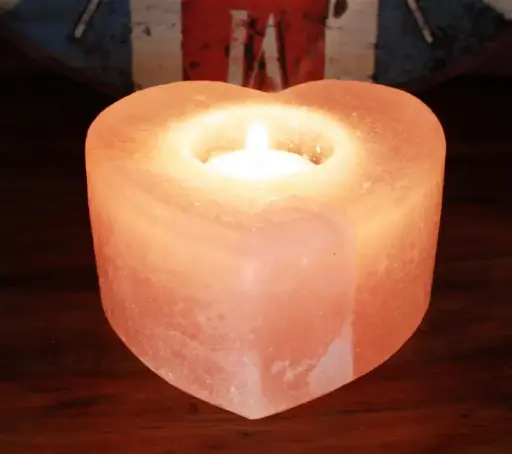 Heart Shaped Himalayan Natural Salt Rock Candle Holder 600 - 800 g