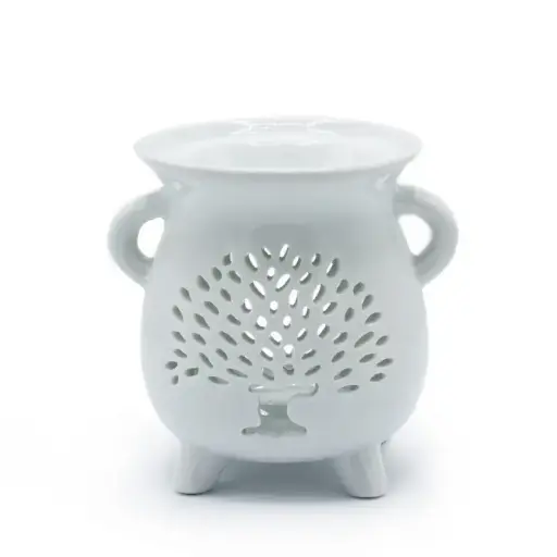 Ceramic White Oil Burner - Tree of Life