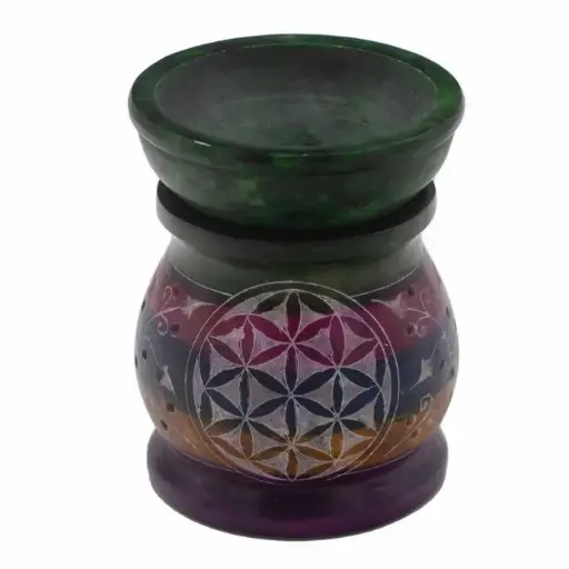 Soapstone Oil Burner 10 Cm - Flower of Life